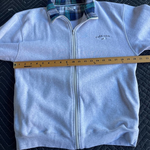 Cuffys Sweater Adult Medium Gray Plaid Whale Cape Cod Full Zip Sweatshirt - Picture 9 of 10